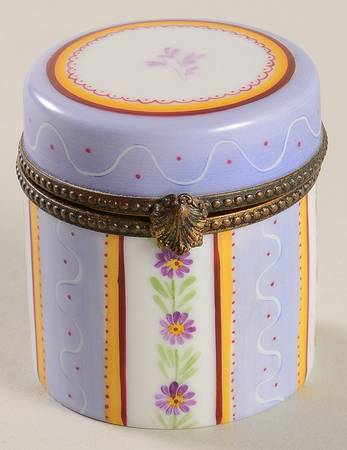 Rochard Limoges Box Floral-Drum Shape - No Box