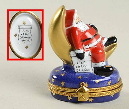 Rochard Limoges Box Santa On Gold Moon - No Box