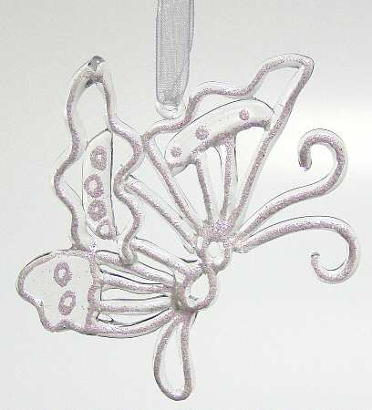 Winter Whisper Glass Butterfly Ornament - No Box