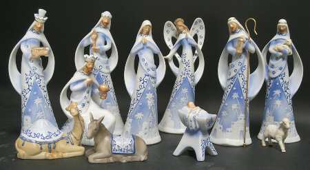 Winter Whisper Porcelain Nativity Set Of 11 - Boxed