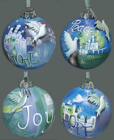 Winter Whisper Glass Ball Set Of 4 - Boxed