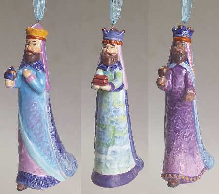 Winter Whisper Three Kings Ornament Set - Boxed