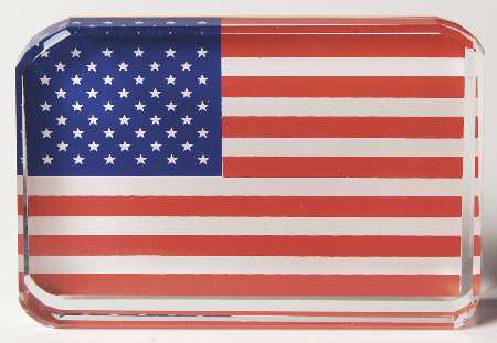Crystalle Patriotic American Flag Paperweight Larg - No Box