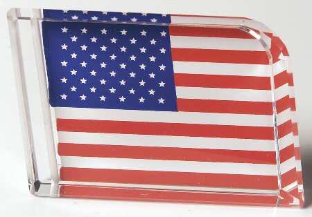 Crystalle Patriotic American Flag Med Paperweight - No Box