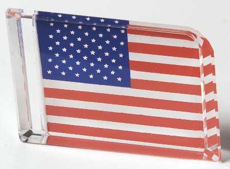 Crystalle Patriotic American Flag Smallpaperweight - No Box
