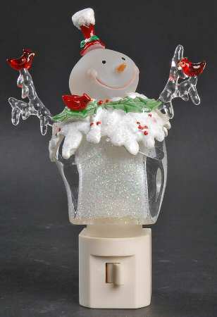 Roman Lights Night Light Snowman With Cardinals - Boxed