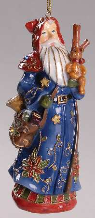 Cloisonne Collection Santa With Teddy Ornament - No Box