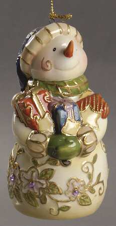 Cloisonne Collection Snowman With Presents Ornament - No Box