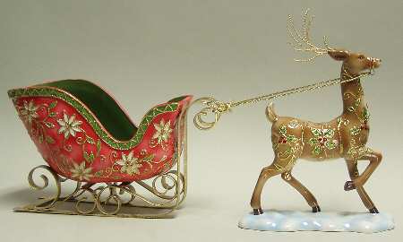Cloisonne Collection Deer & Sleigh-2 Piece Set - Boxed