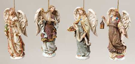 Christmas Wishes Angel Ornaments Set Of 4 - Boxed