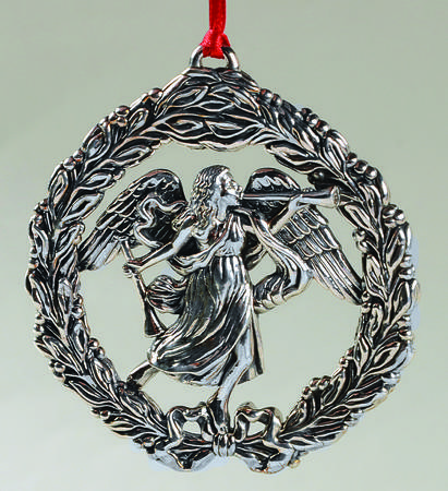 Williamsburg Sterling Ornament Hark The Herald-Angel In Wreath - Boxed