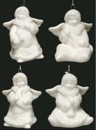 Frosty Shimmers Winter Cherubs-Set Of 4 - Boxed