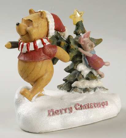 Disney Christmas Figurine Pooh & Piglet With Tree - With Box
