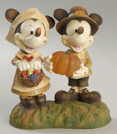Disney Christmas Figurine Mickey & Minnie Pilgirms - Boxed