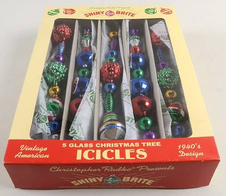 Shiny Brite Ornaments Icicles Red/Blue/Green - Boxed