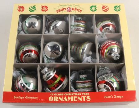 Shiny Brite Ornaments Large Orn Bell/Ball/Stripe - Boxed