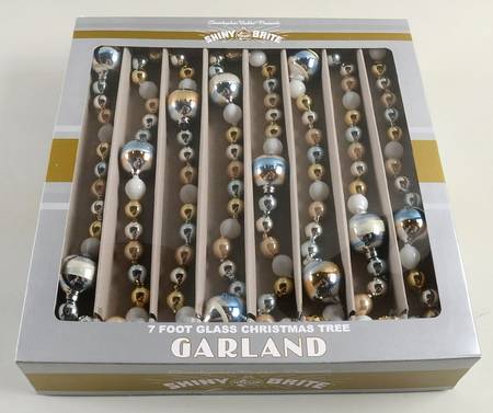 Shiny Brite Ornaments 7' Garland Balls W/Stripes - Boxed