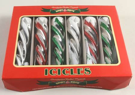 Shiny Brite Ornaments Icicles Red/Green/White - Boxed