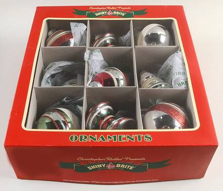 Shiny Brite Ornaments Spiral/Ball Large Stripes - With Box