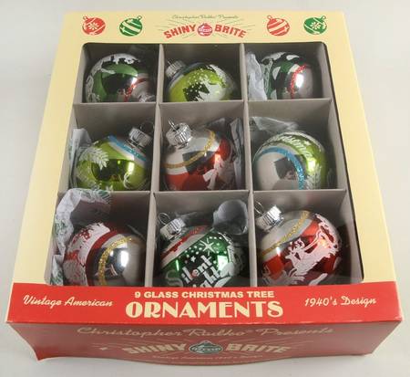 Shiny Brite Ornaments Silent Night / Merry Christmas Balls - Boxed