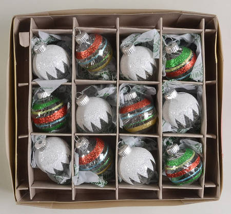 Shiny Brite Ornaments Striped Ball Ornaments - Boxed
