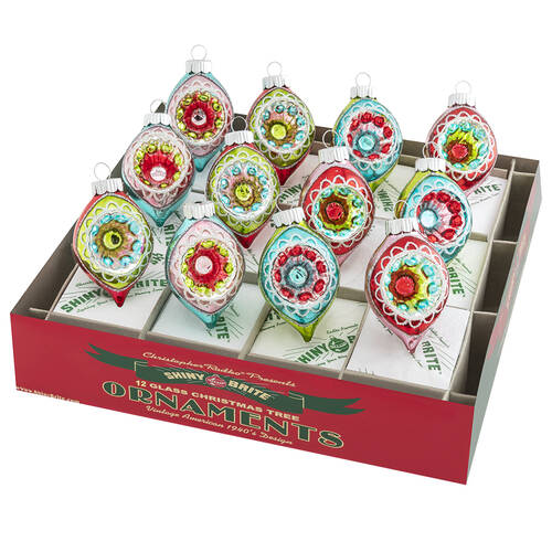 Shiny Brite Ornaments Decorated Reflector Tulips Festive Fete - Boxed