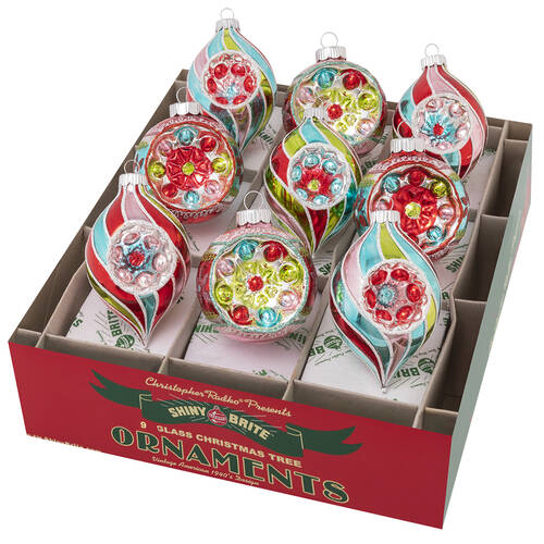 Shiny Brite Ornaments Decorated Rounds&Reflectors Festive Fete - Boxed