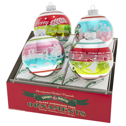 Shiny Brite Ornaments Signature Flocked Rounds Festive Fete - Boxed