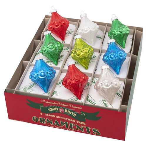 Shiny Brite Ornaments Multi Color Shapes  Holiday Splendor - Boxed