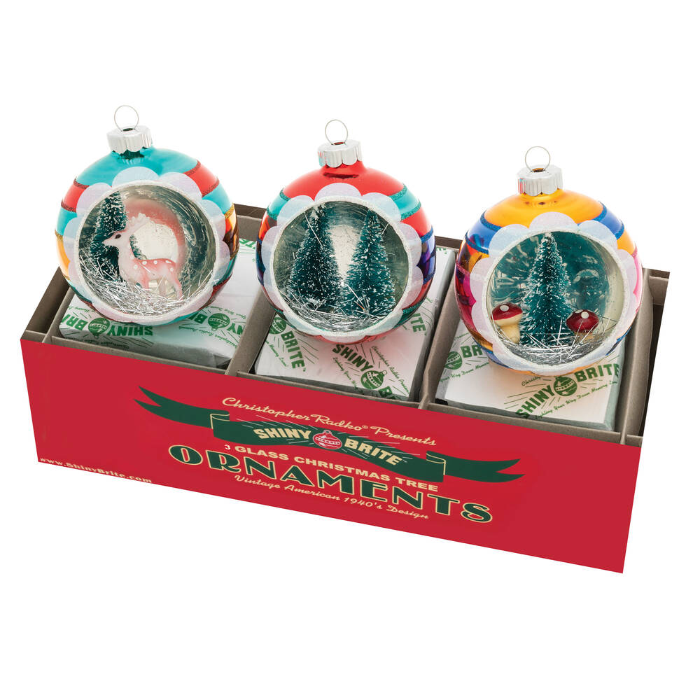 Shiny Brite Ornaments Scene Rounds Christmas Confetti  - Boxed