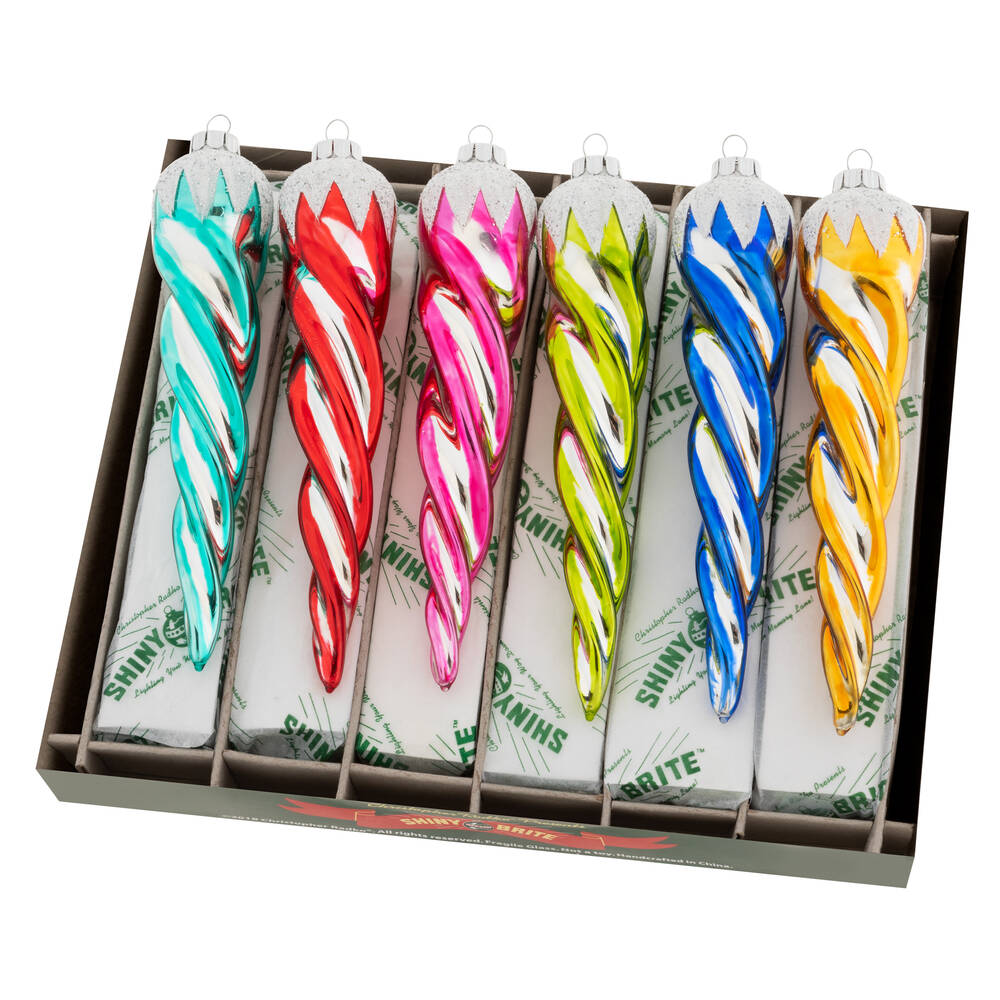 Shiny Brite Ornaments Glass Icicles Multi Christmas Confetti  - Boxed by Christopher Radko