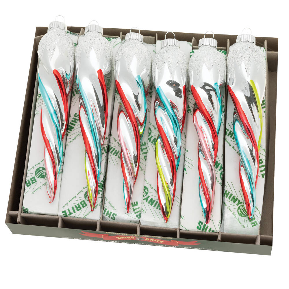 Shiny Brite Ornaments Glass Icicles Festive Fete  - With Box 108