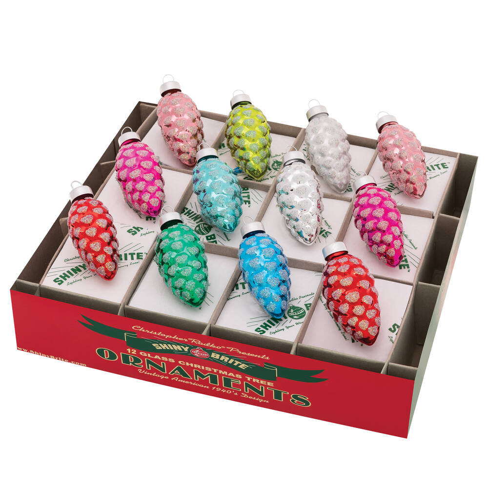 Shiny Brite Ornaments Pinecones Festive Fete - Boxed