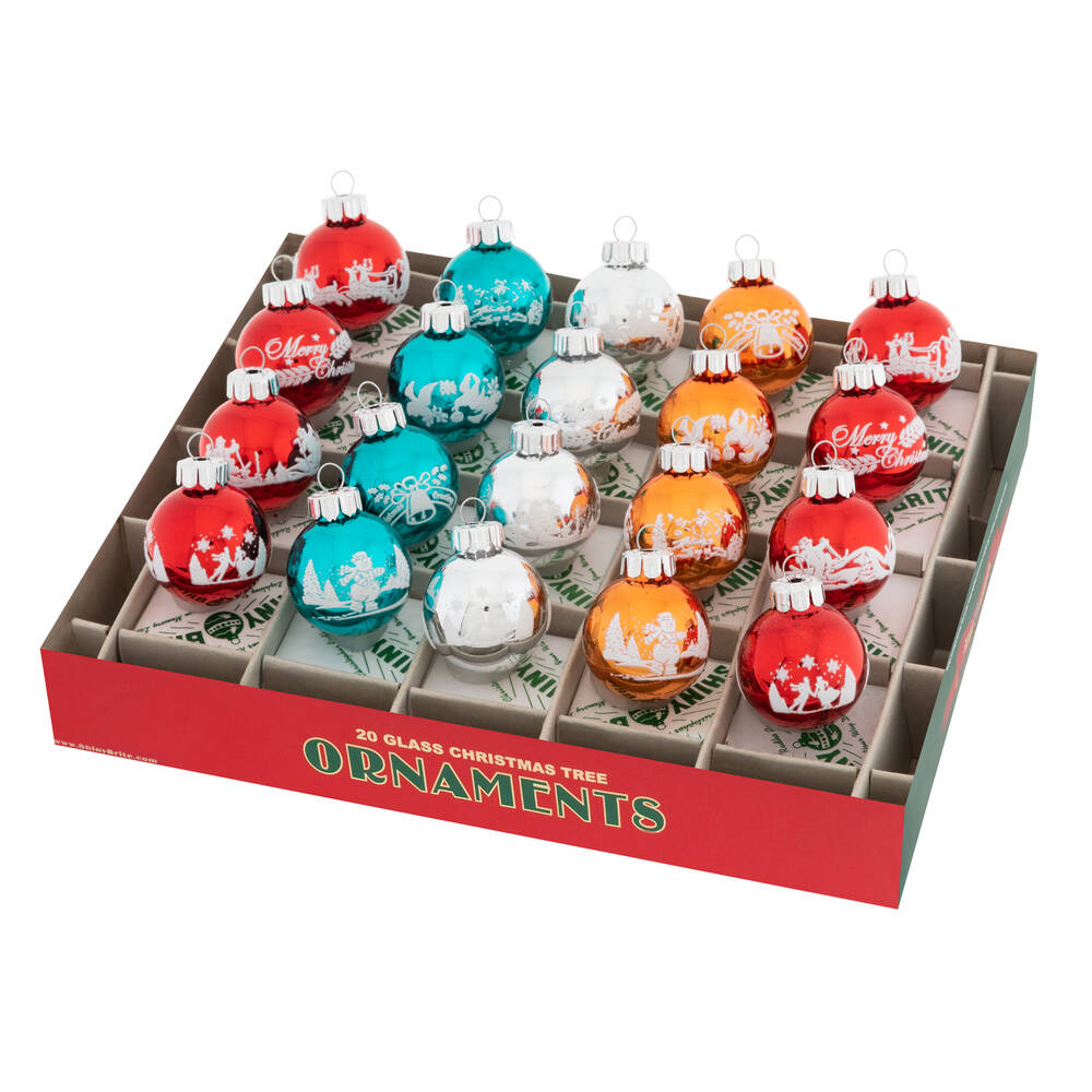 Shiny Brite Ornaments Sig Flocked Rounds-Nostalgic Holid - Boxed