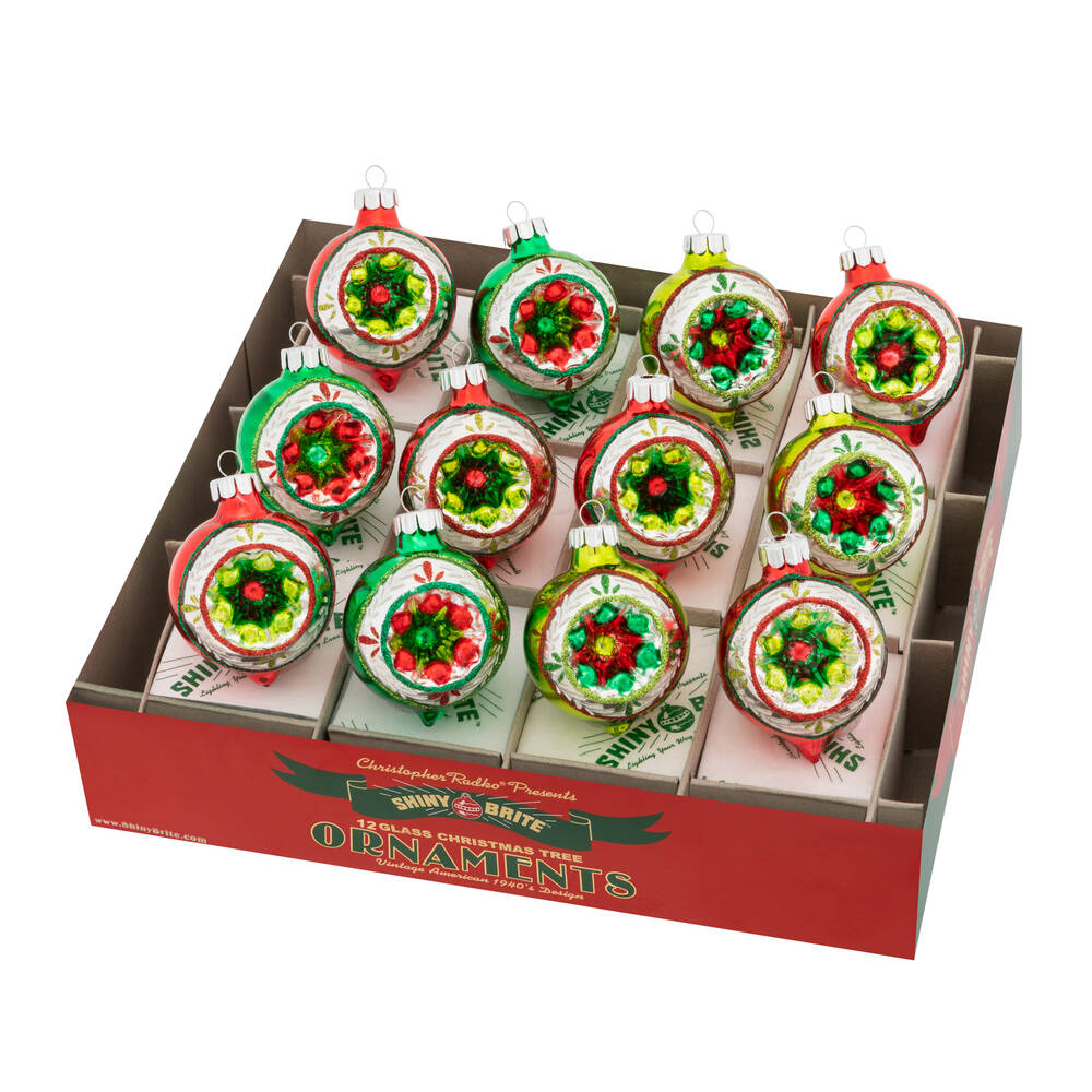 Shiny Brite Ornaments Decorated Reflector Rounds-Holiday Splen - Boxed