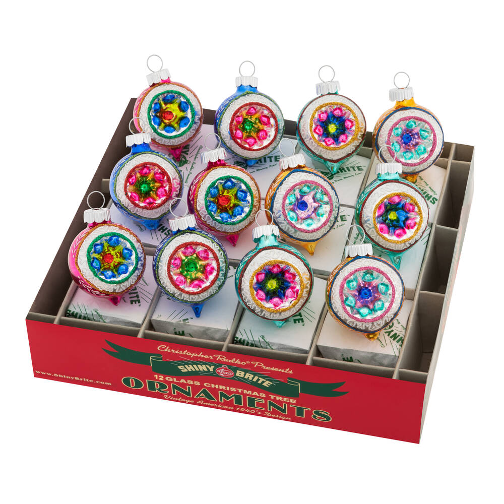 Shiny Brite Ornaments Decorated Reflector Rchristmas Confetti  - Boxed
