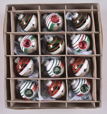 Shiny Brite Ornaments Round Ball Small Stripes - With Box