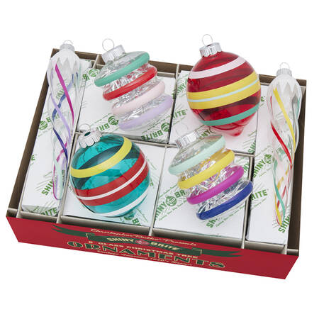 Shiny Brite Ornaments Mixed Shapes-Vivid Vintage - With Box Bx317