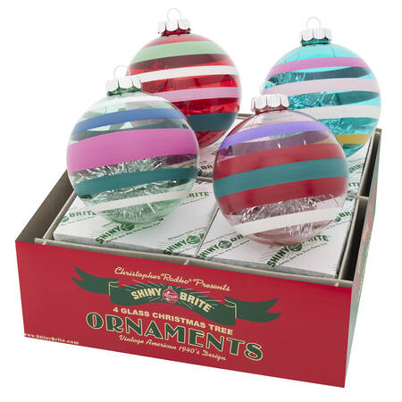 Shiny Brite Ornaments Decorated Rounds-Vivid Vintage - With Box Bx314