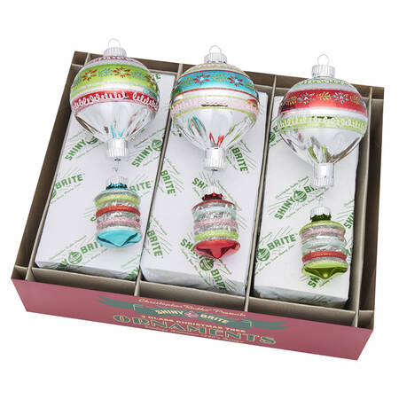 Shiny Brite Ornaments Decorated Shapes-Festive Fete - Boxed