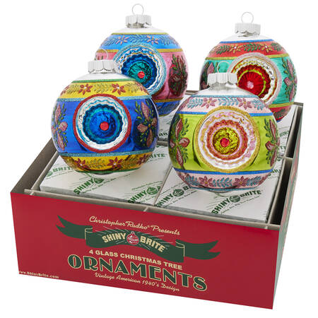 Shiny Brite Ornaments Rounds W/Reflectors-Christmas Confetti - Bx295 With Box
