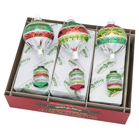 Shiny Brite Ornaments Decorated Shapes-Holiday Splendor - With Box by Christopher Radko