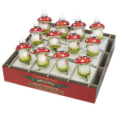 Shiny Brite Ornaments Mushrooms-Holiday Splendor - With Box by Christopher Radko