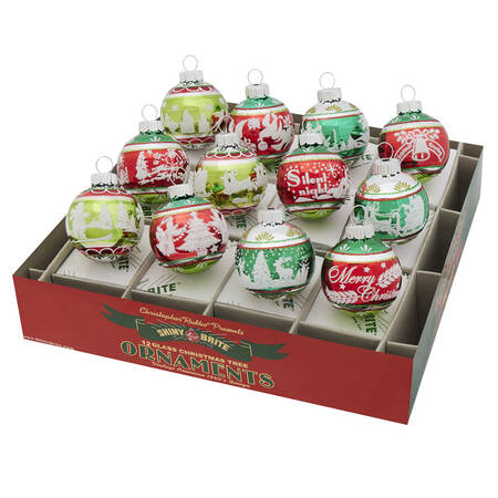 Shiny Brite Ornaments Signature Flocked Rounds-Holiday Splendo - With Box by Christopher Radko