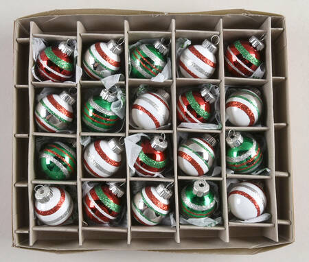 Shiny Brite Ornaments Mini Balls Red/White/Green - With Box Bx344