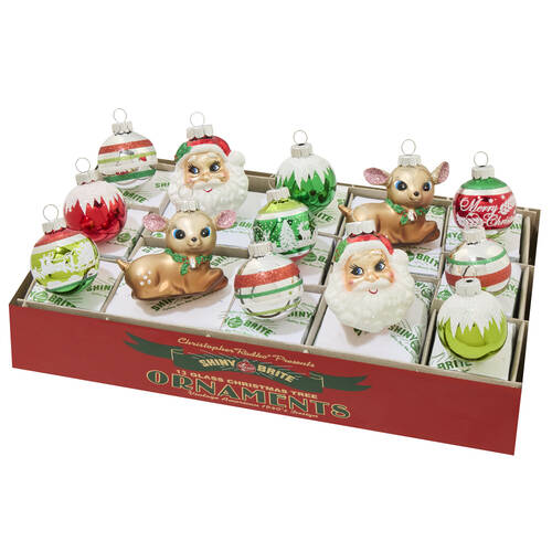 Shiny Brite Ornaments Holiday Splendor Figures & Rounds - With Box Bx350