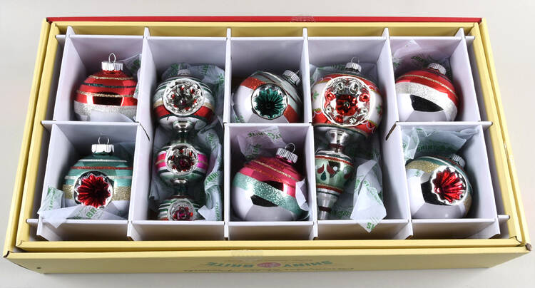 Shiny Brite Ornaments Mixed Shapes/Sizes  - With Box Bx371