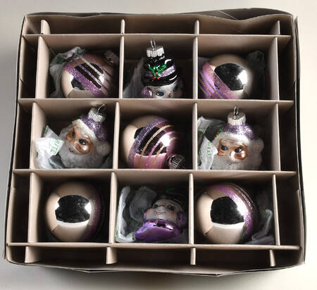 Shiny Brite Ornaments Snowman/Santa W/Balls-Pink - Wtih Box Bx377
