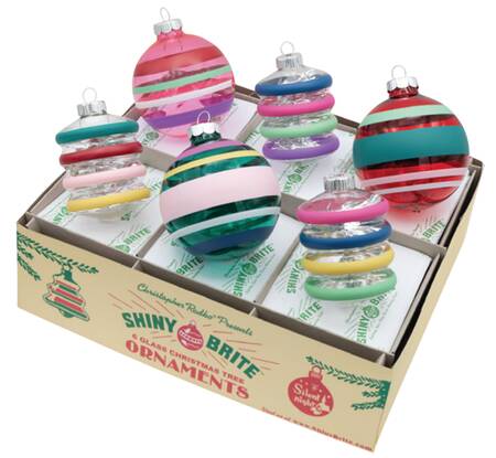 Shiny Brite Ornaments Decorated Rounds&Lanterns-Vivid Vintage - Boxed