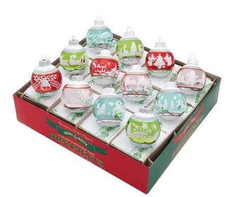 Shiny Brite Ornaments Signature Flocked Rounds-Festive Fete - Boxed